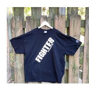 Full Fledged Fighter T Shirt XL Black Distressed Graphic BJJ MMA Gym NWOT